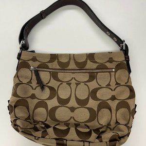 Coach brown leather and signature canvas HOBO